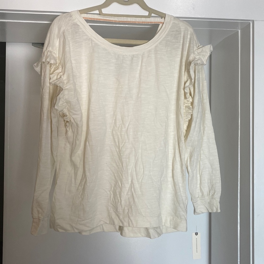 Pilcro Long sleeve with ruffle and V back size Small